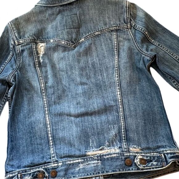 Abercrombie & Fitch Women’s Distressed Classic Button Front Denim Jacket Large - Picture 8 of 15